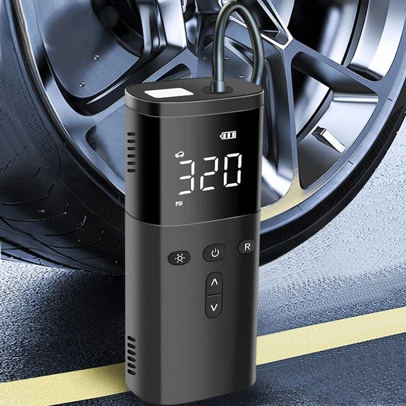 

Portable Wireless Car Tire Inflator - Rechargeable Mini Electric Air Compressor with LED for Emergency Use