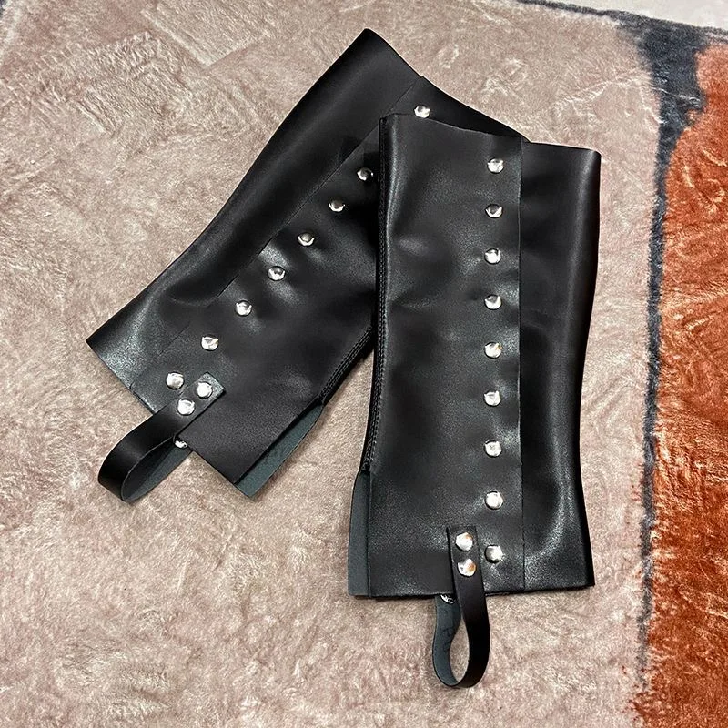 Piraten-Kostüm-Stiefelüberzieher, Wikinger-, Jedi- und mittelalterliche Stiefelüberzieher, Kunstleder, Steampunk, hohe Leder-Schuhüberzieher, Accessoires – Detail 2