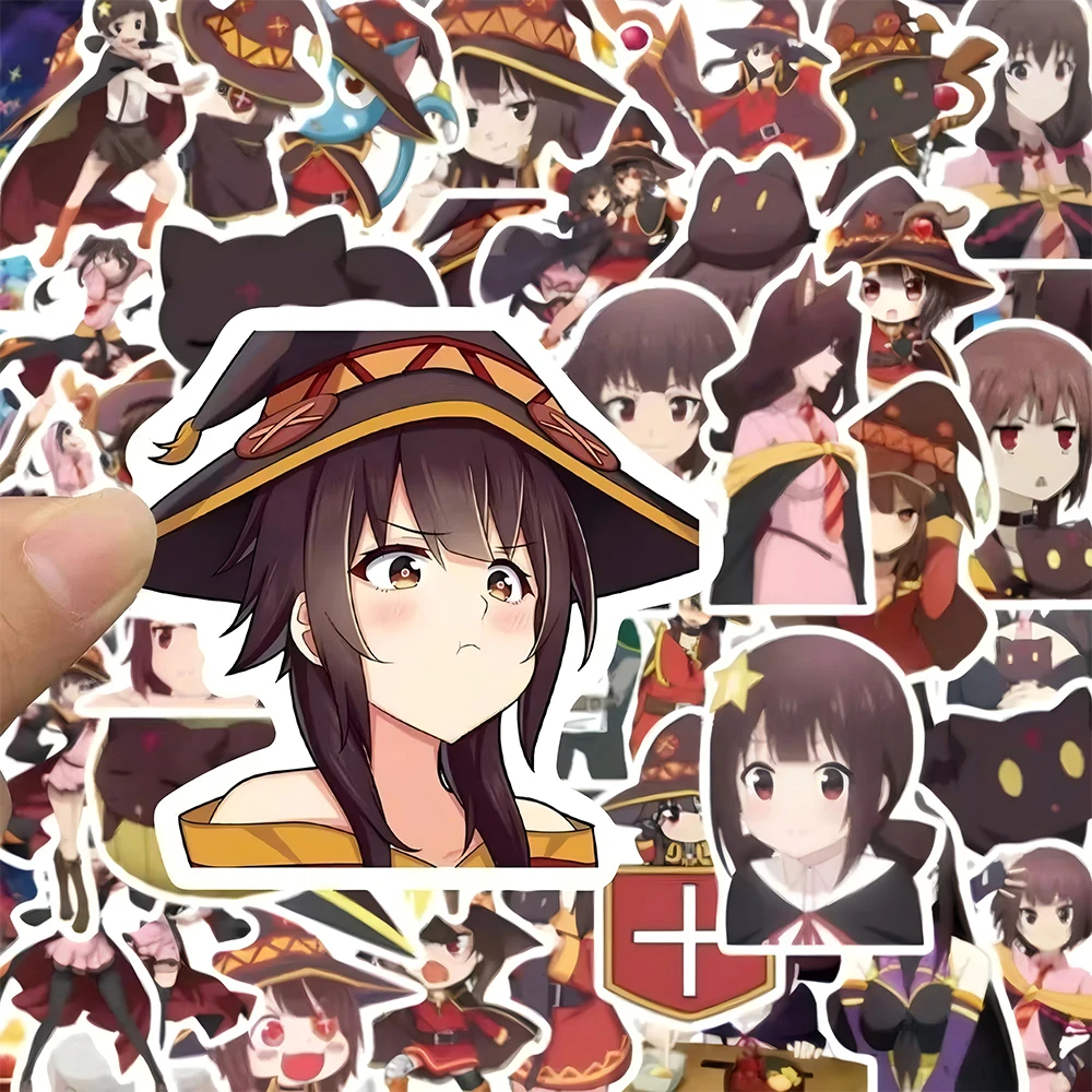 10/30/50pcs Cute Cartoon Girl Megumin Stickers Anime KonoSuba: God's Blessing on This Wonderful World Decals for Notebook Phone