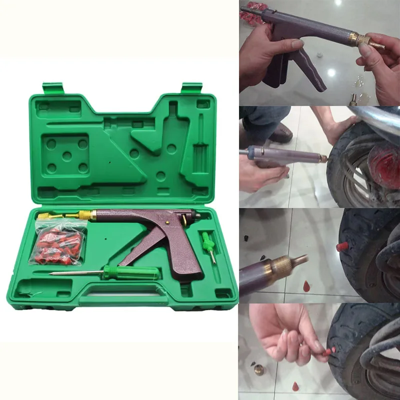 

Car Motorcycle Bike Emergency Heavy Duty Tubeless Tire Puncture Professional Repair Kit Tire Repair tool with 106pc Rubber Bulle