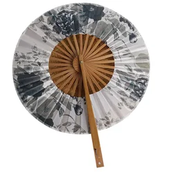 New Creative Bamboo Reunion Chinese Ancient Fan Windmill Fan Folding Long Handle Fan Anime Dance Performance Folding Fan Crafts