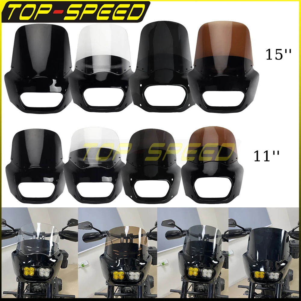 

Motorcycle Headlight Fairing Cover Cowl w/For Baja Designs Dual LP4 Headlamps Bracket For Harley Softail Fat Bob 114 FXFB FXFBS