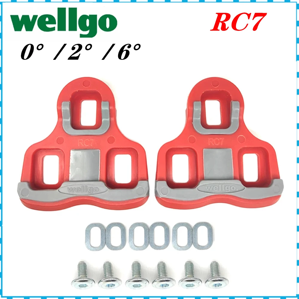 Wellgo Bicycle Pedals Cleats Accessories RC7 SH11 Black Red Road Bike Shoes Cleats Locking Plate Splint Compatible With Lookkeo