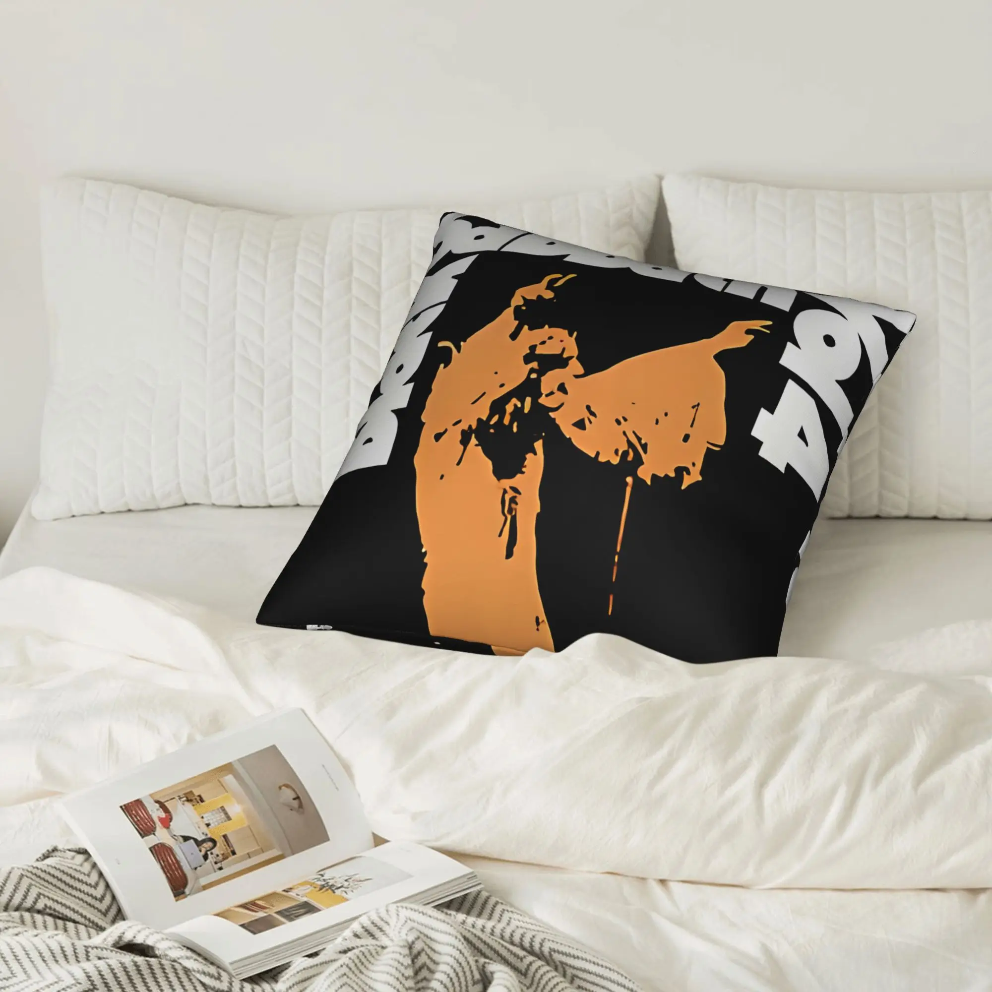 1PC Metal Rock Band Logo Throw Pillow Cover, Classic Iconic Symbol for Sofa Bedroom Home Decor, No Pillow Insert