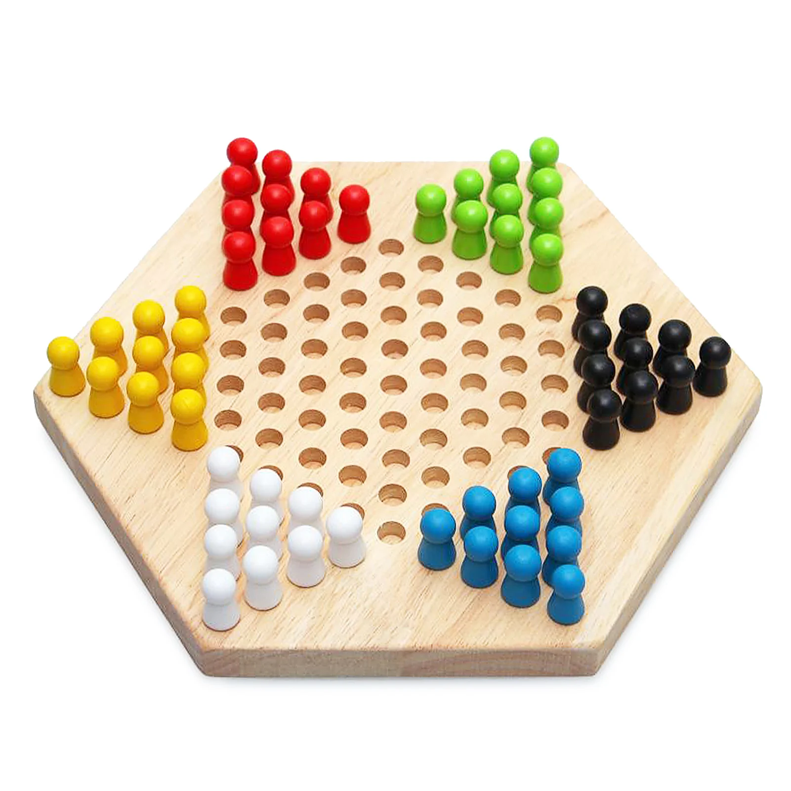 

Portable Chinese Checker Game Set Rubber Wood Chinese Checkers Chinese Strategy Board Game Children Puzzle Game