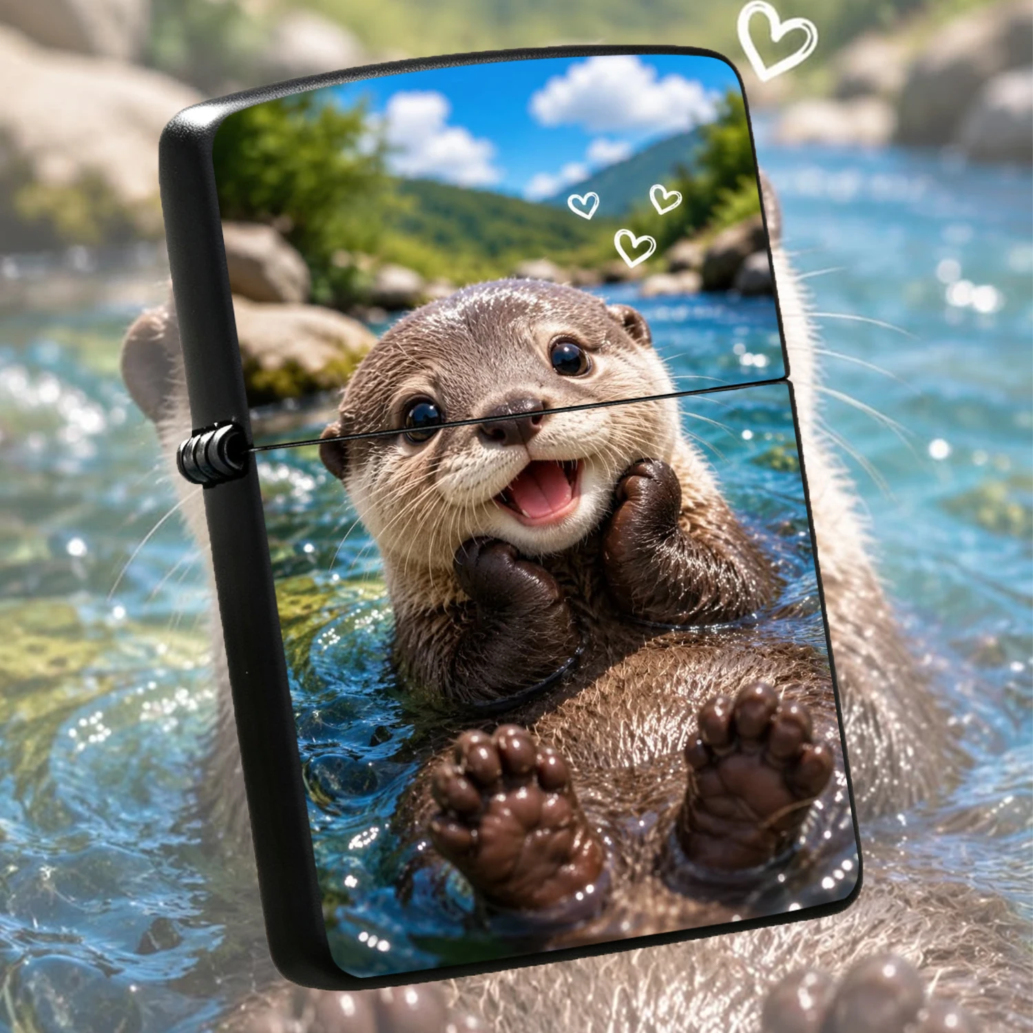 Adorable Otter Print Portable Lighter, Cute Cozy Vibe For Outdoor Camping Picnic, Daily Hangouts With Friends, Daily Trips, Multi-Scenario Practical Item, Healing Creative Nice Gift Choice For Your Loved Ones And Hobby Partners A Humorous A