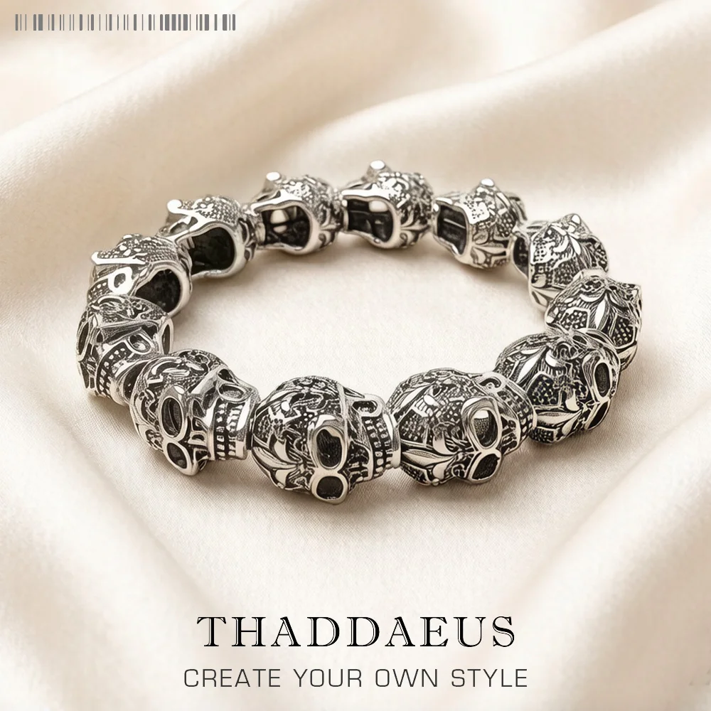 

Браслеты с лилией и черепом в стиле панк с бусинами серебряные модные ювелирные изделия в европейском стиле бижутерия подарок для мужчин и женщин