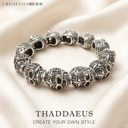 팔찌 Fleur-de-lis 릴리 & 해골 펑크 비드 브랜드 실버 패션 유럽 스타일 쥬얼리 Bijoux 남성과 여성을위한 선물