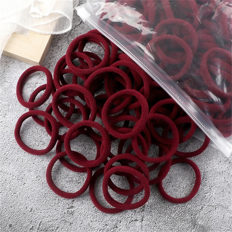 50 teile/satz Verpackung Frauen Mädchen Haar Bands Einfache Feste Farben Elastische Stirnband Haar Seile Krawatten Haar Zubehör Pferdeschwanz Halter