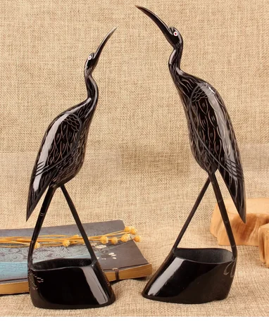 

natural yak horn carvings collection ornaments Home living room decoration creative animals cranes handicrafts gifts