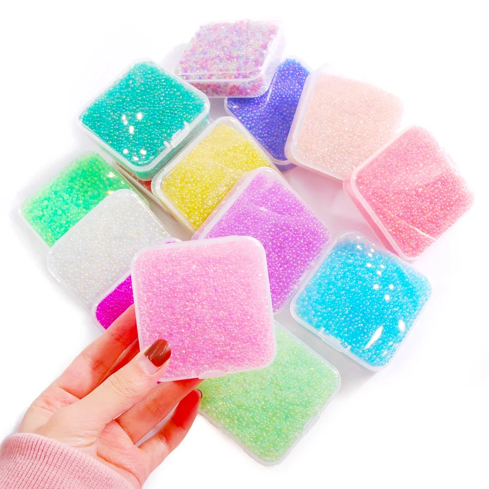 

90 г/коробка, разноцветные мини-бульбашки из смешанного стекла, 1-3 мм, хрустальные миниатюрные икра, стразы для DIY, блестящие украшения для дизайна ногтей