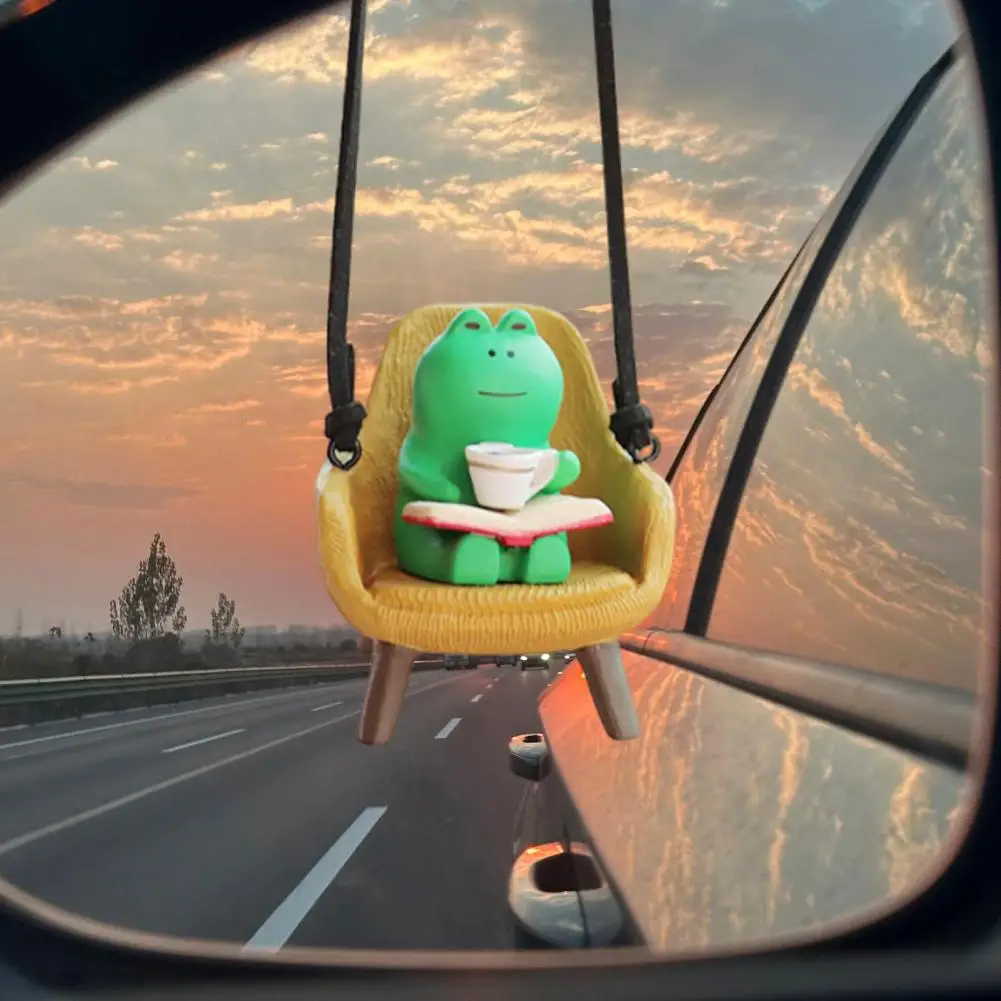 

Cute Car Ornament Frog Rearview Mirror Decoration Cute Cartoon Frog Rearview Mirror Hanging Ornament with Lanyard for Frog