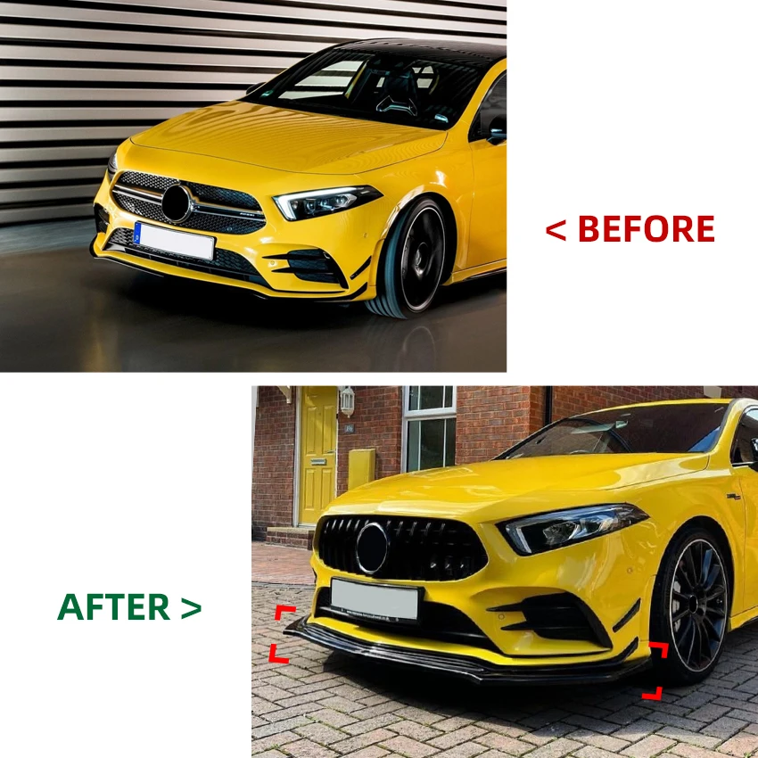 

1 Set For Mercedes-Benz A-Class W177 A180 A200 A35 AMG 2019-2022 ( After June 2019 ) Car Front Bumpers Lip Spoiler