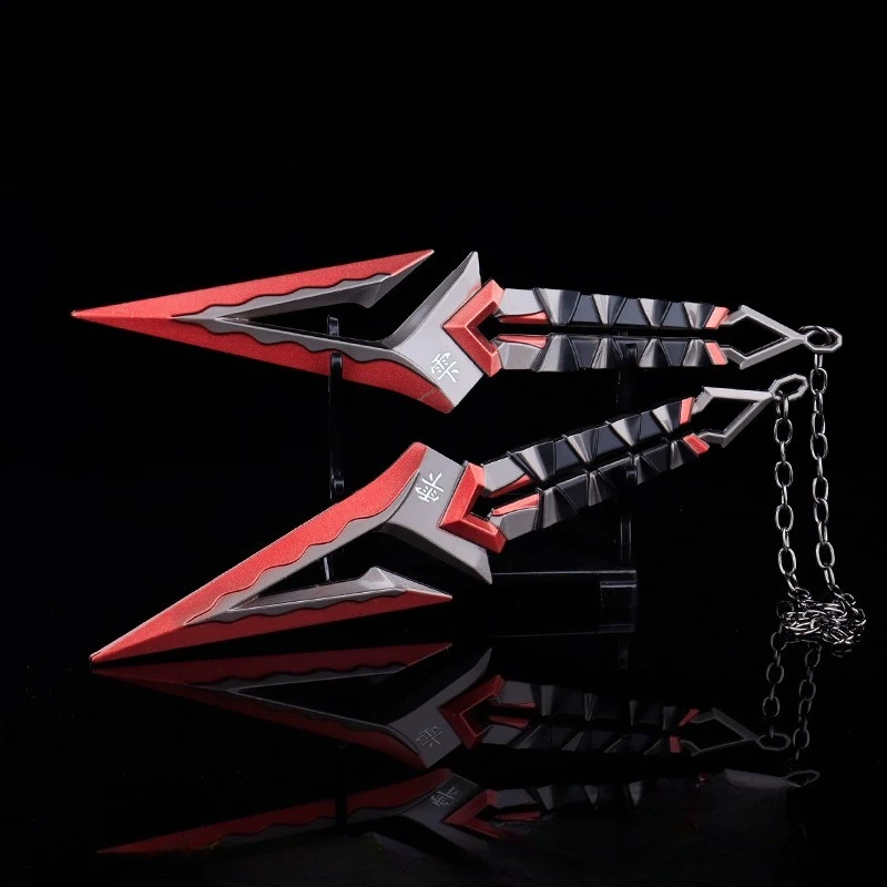 Valorant – paire de lames ondulées noires, 16cm/6,29 pouces, modèles d'armes en métal, périphériques de jeu, jouet de Cosplay, accessoires d'épée, ornements artisanaux, cadeaux
