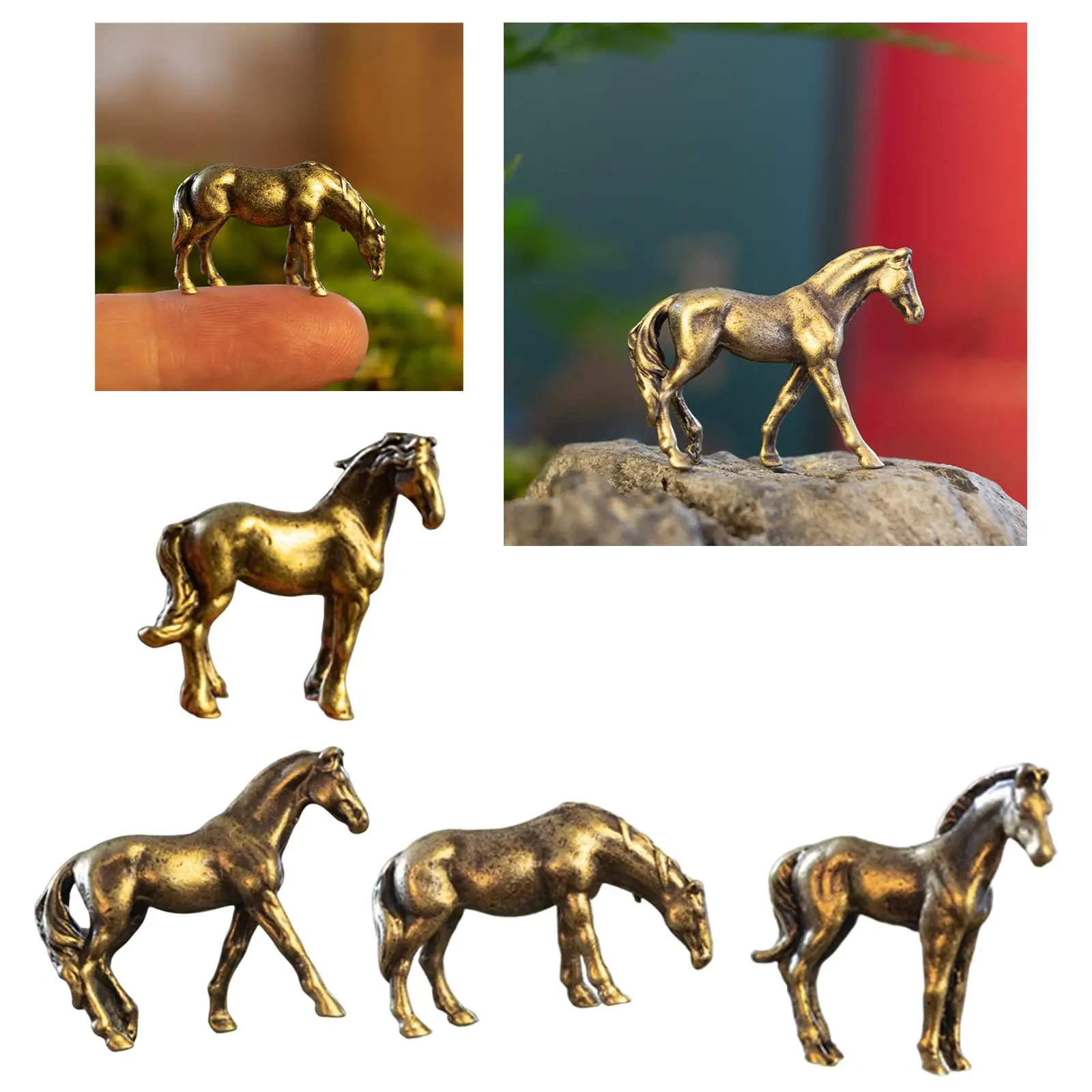 Miniature Horse Statue Decorative Party Favors Chic Gift Zinc Alloy Figurines for Landscape Pavilion Festivals Bonsai DIY Accs