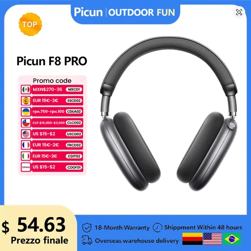 Imagen 1 del producto Picun F8 Pro ANC auriculares inalámbricos seguimiento de cabeza Audio espacial 3D-52dB ANC auriculares Bluetooth HIFI ENC HD micrófono aplicación de baja latencia