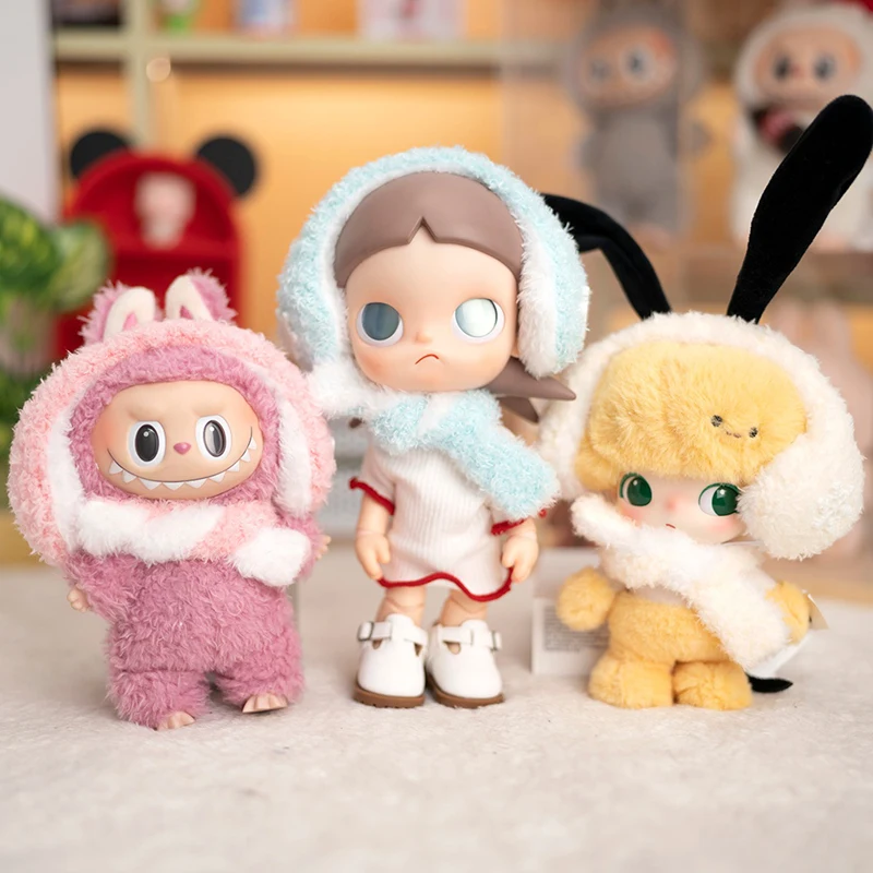 Accessori per Bambole Labubu/Zsiga/Dimmo: Set Invernale con Paraorecchie a Fiocco di Neve e Sciarpa, Vestiti alla Moda, Regalo di Compleanno