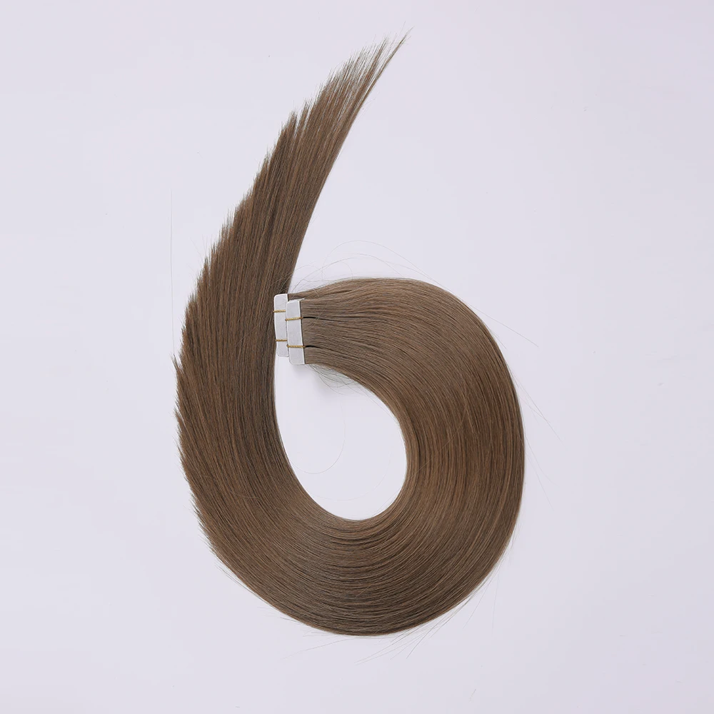 Wholesale Tape In Human Hair Extensions Double Drawn Remy Virgin Tape-in Hair Extension Color 6,100g Per Pack