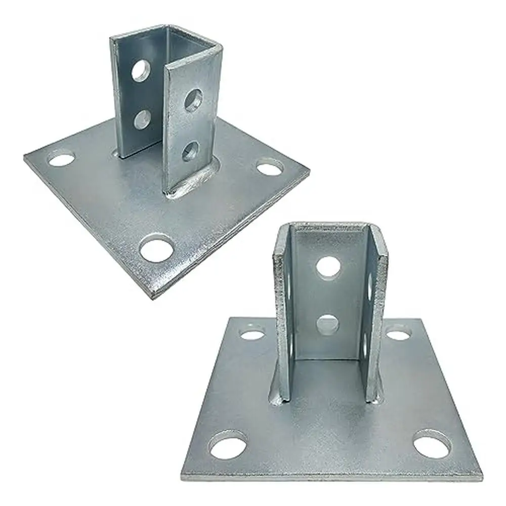 

4 Hole Post Base Channel 6" Square 1-5/8" Strut Channel Heavy Duty Zinc-Coated Electro-Galvanized Steel 4 Pack Floor Mounting