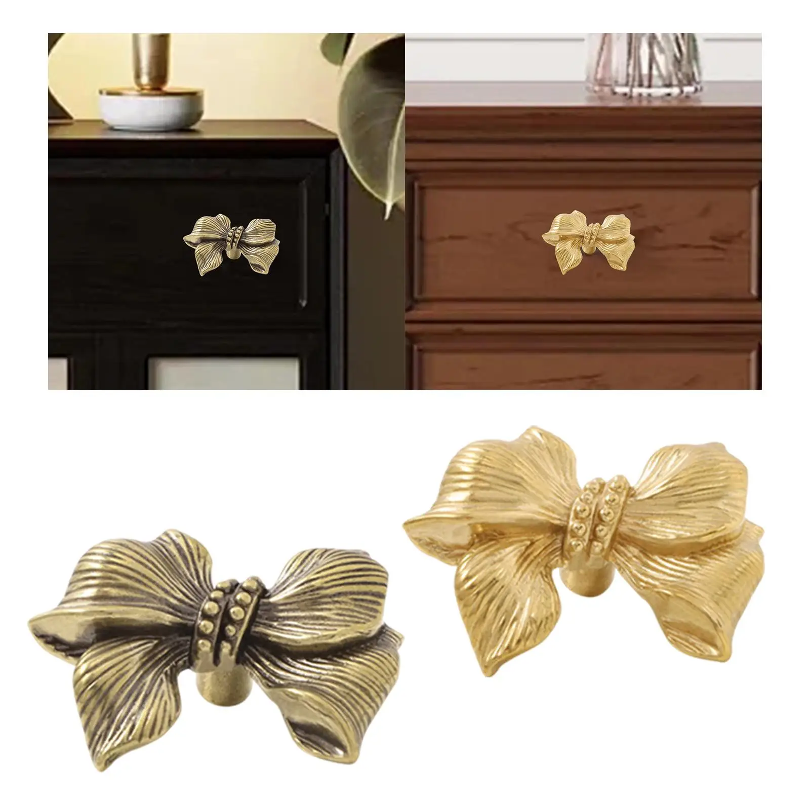 Bow Drawer Handle Metal Easy Installation Dresser Knob Single Hole Pull Handle for Closet Kitchen Bathroom Living Room Cupboard
