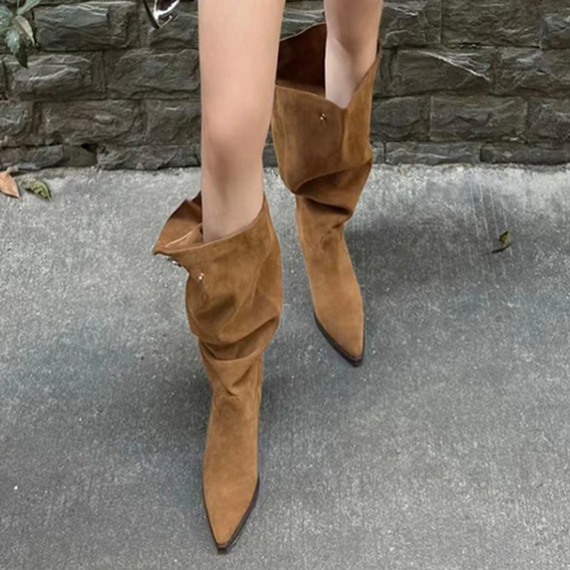 

Высокие сапоги для женщин. Дизайнерская обувь на высоком каблуке. Модное платье на массивном каблуке. Женские туфли-лодочки. Новые зимние сапоги до колена Femme Chelsea.