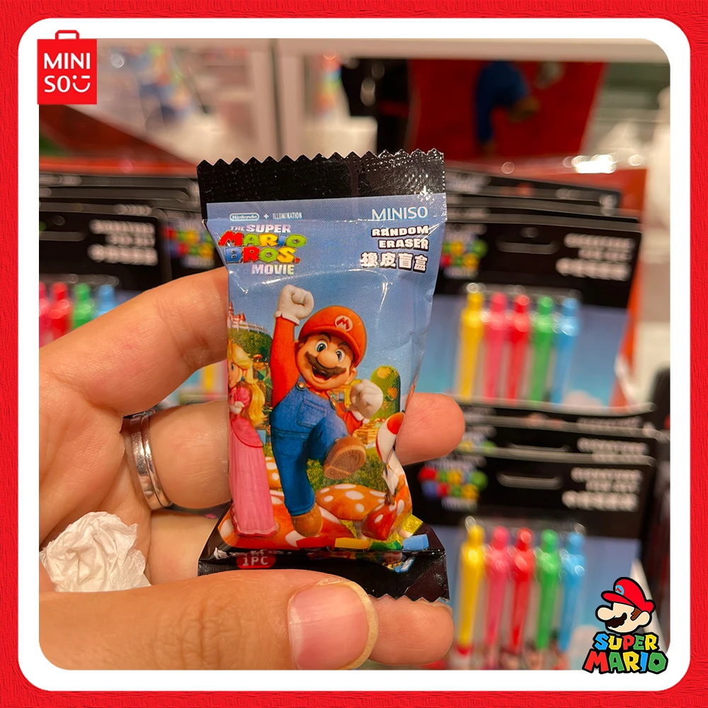 2024 New Miniso Super Mario Bros. Series A7 Coil Book Sock Card Holder Fragrance Piece Badge Rubber Blind Pouch Student Presents