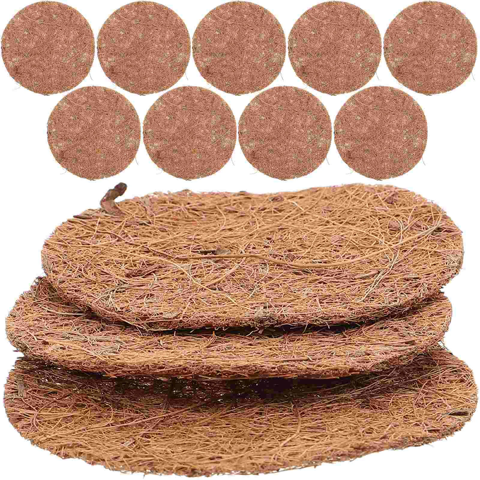 12 Pcs Coconut Palm Mat Coconuts Fiber Hanging Basket Liners Replacements Practical Leakproof Soil Flowerpot for Baskets