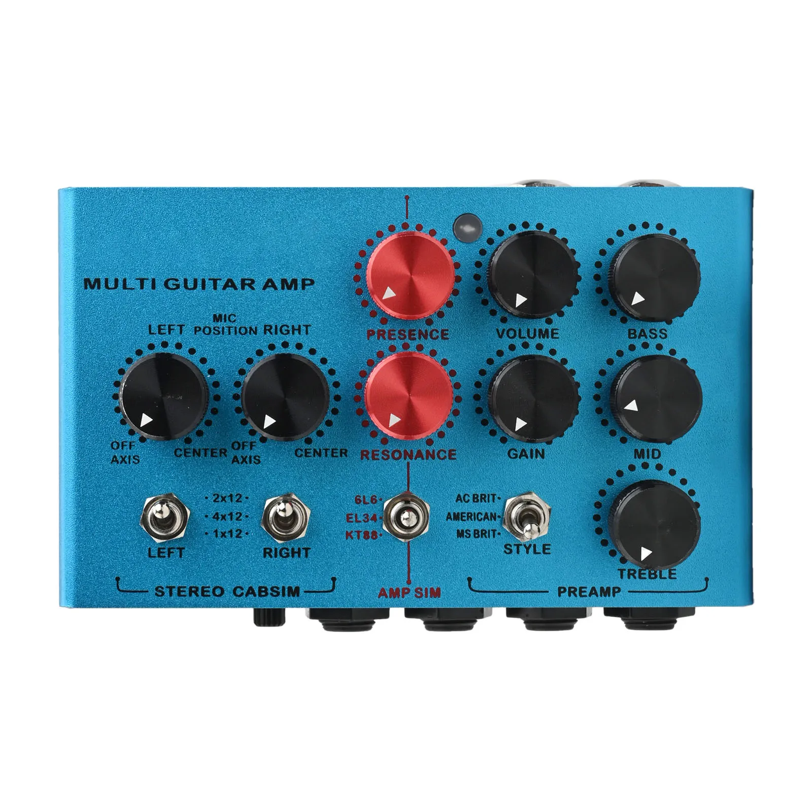 Multi Functional Guitar Amp Effect Pedal with Stereo Mic\'d Cabinet Simulation and Loop for Enhanced Sound Creativity