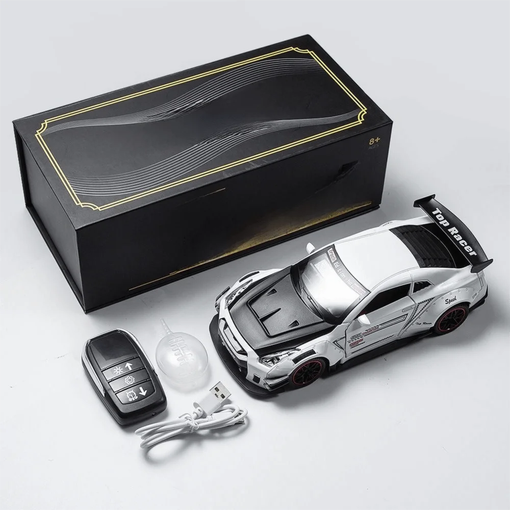 Rechargeable Hypercar Alarm Clock Alloy Body Simulation Engine Sound Sports Car Alarm Clock LED Display Exhaust Light Effects