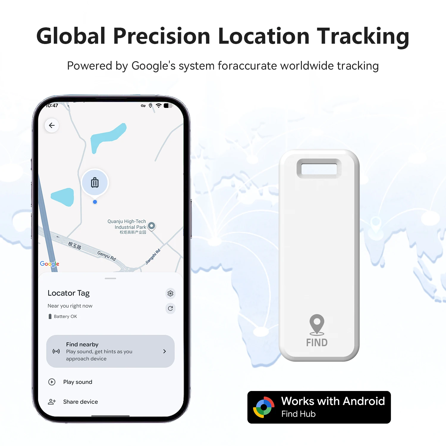 Smart Anti-loss Device Waterproof ABS GPS Tracker Hub for Keys Wallet Luggage Pets Android IOS Compatible Global Locator