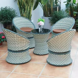 5 pezzi Patio mobili da esterno in vimini set sedie girevoli tavolo giardino cortile terrazza Rattan giardino pranzo set impermeabile personalizzato