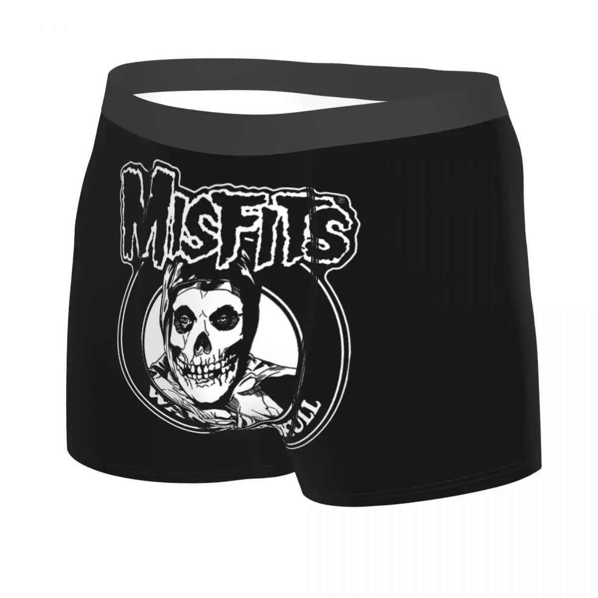 Custom Rock Punk Band Misfits Skull Face Underwear Men Printed Heavy Boxer Briefs Shorts Panties Breathable Underpants