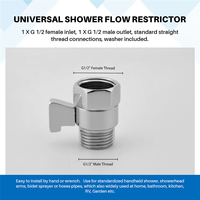 FTXQ Water Flow Control Shut Off Valve, Brass Adjustable Water Pressure Regulator for Hand Held Shower Head & Bidet Sprayer
