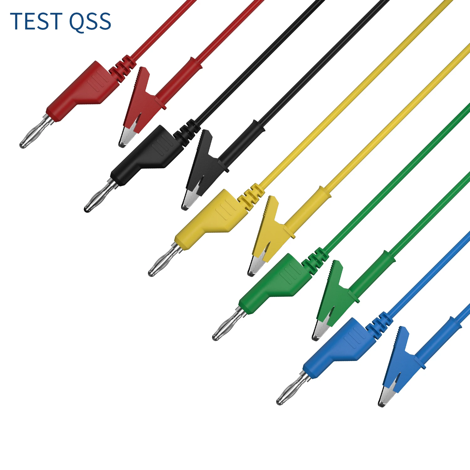 

QSS 100CM 5Pcs 4MM Stackable Banana Plug to Alligator Clip Multimeter Test Leads Cable Wire Electrical Tools Accessories