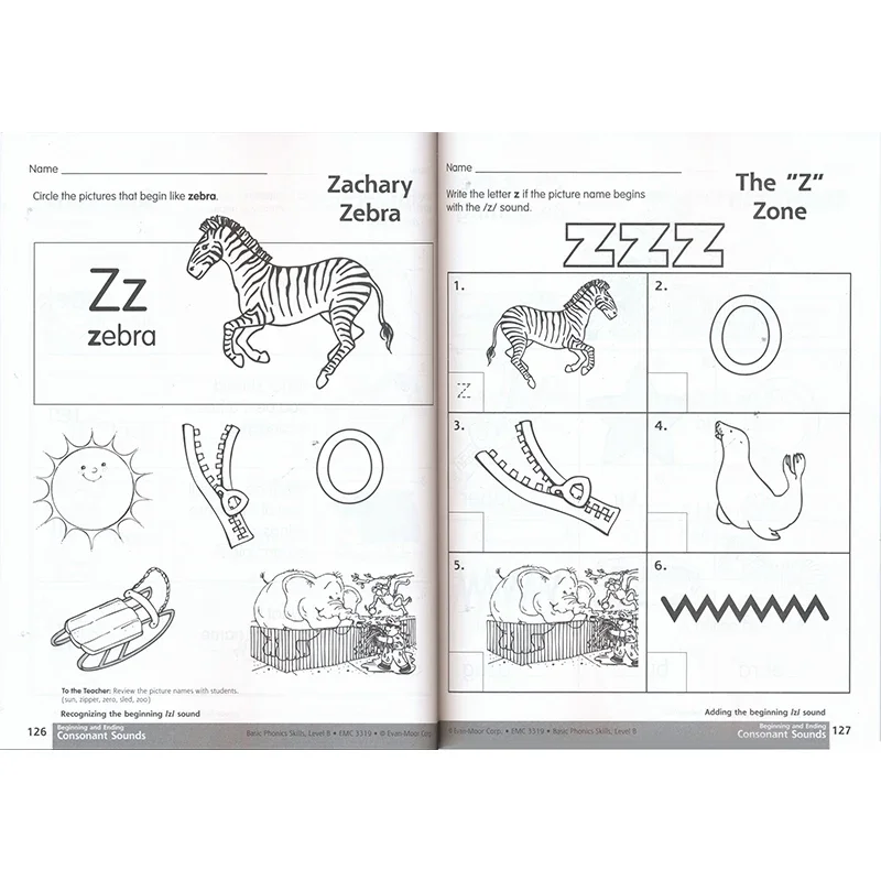 Evan-Moor Basic Phonics Skills for Grades Kindergarten - Grade 1, Level B Workbook,aged 4 5 6 7 8, English book 9781557999672
