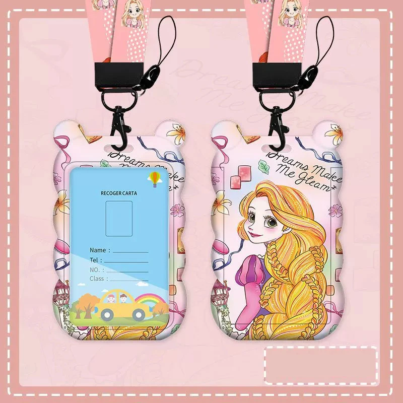 카툰 웨이브 카드 홀더 - 버스 지하철 출입 통제 카드 케이스 랜야드 포함 학교 유치원 ID 배지용