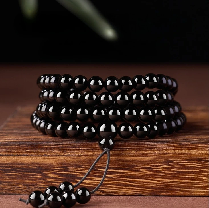 

2026 Horse Year Natural Obsidian Gold Obsidian 108 Beads Multi Circle Bracelet Wenwan Prayer Beads Lucky Protection Unisex Daily