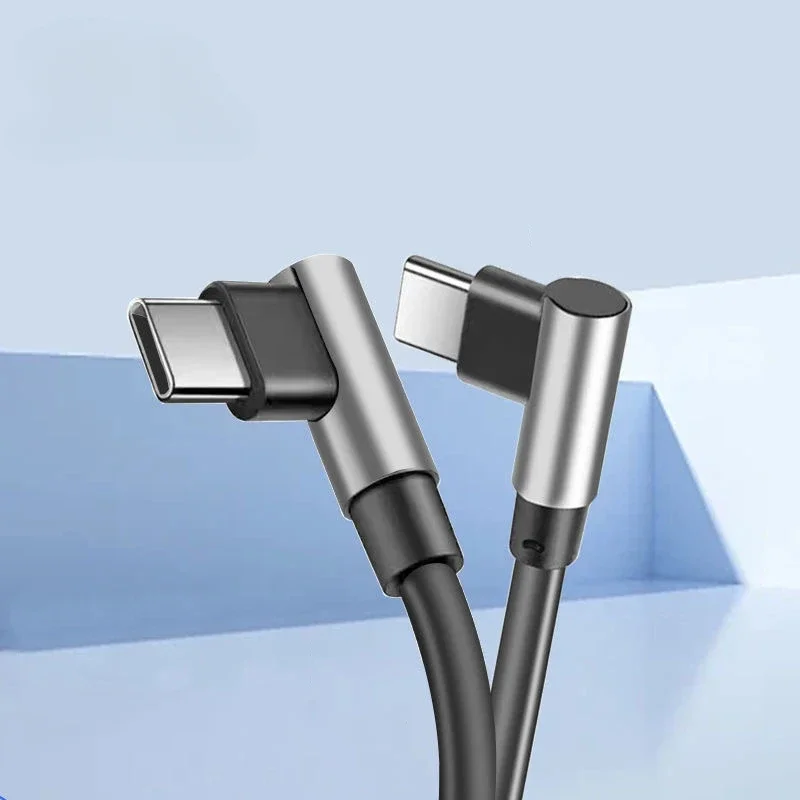 90 Degree Elbow Type C Cable 100W 5A Fast Charging Data Cord For iPhone 15 Pro max Huawei Xiaomi USB C To Type C Cord Gaming