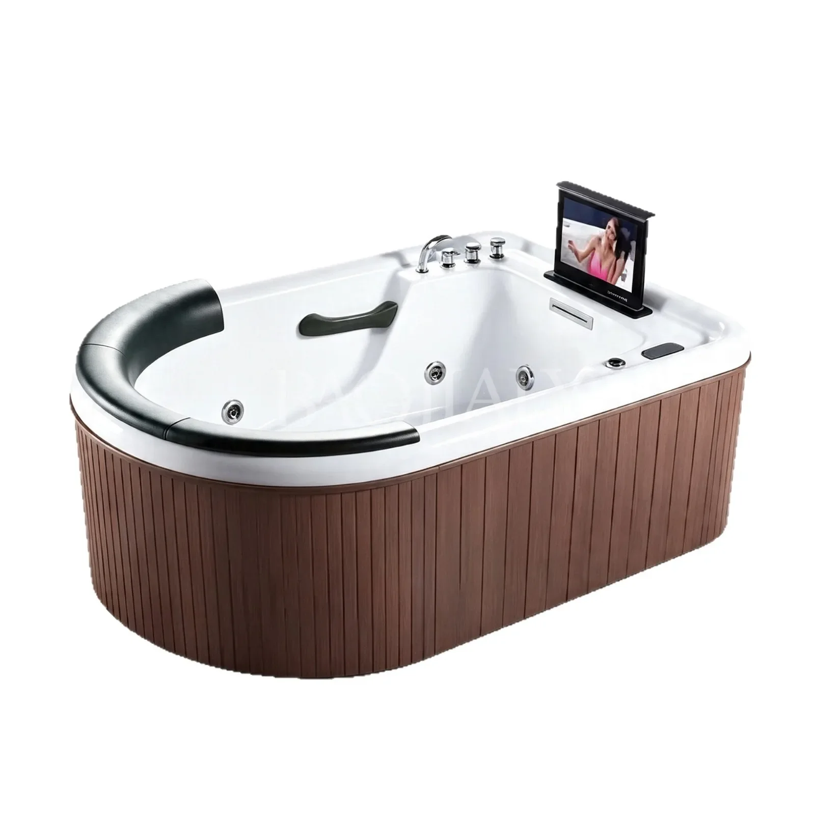 #Double Massage Bathtub, Acrylic Freestanding Spa Tub with Smart TV, Constant Temperature, 2 Person Hot Tub
