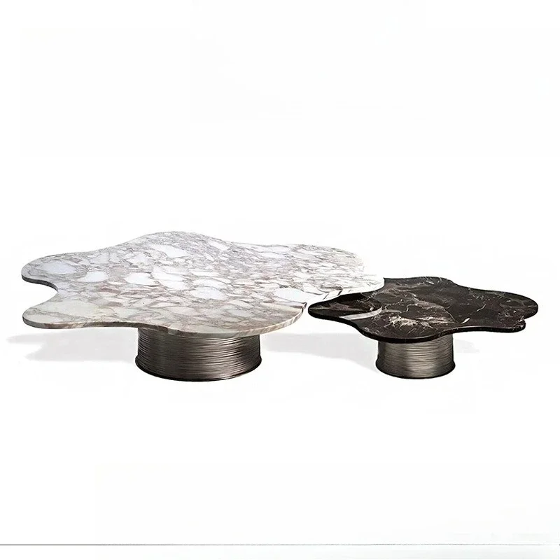 Light luxury marble, cloud coffee table, villa home living room, irregular combination metal tea table