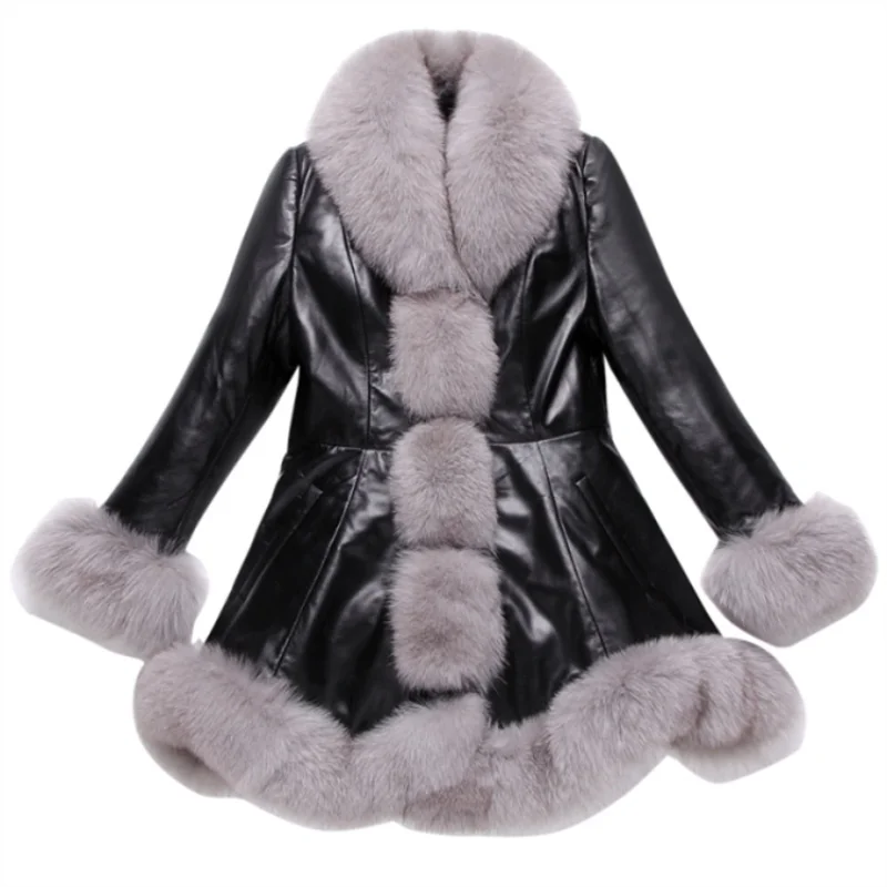 2023 Genuine Leather Jacket Large Fox Fur Collar Down Jacket Winter Jacket Women 100% Real Sheepskin Coat Female Outwear MY