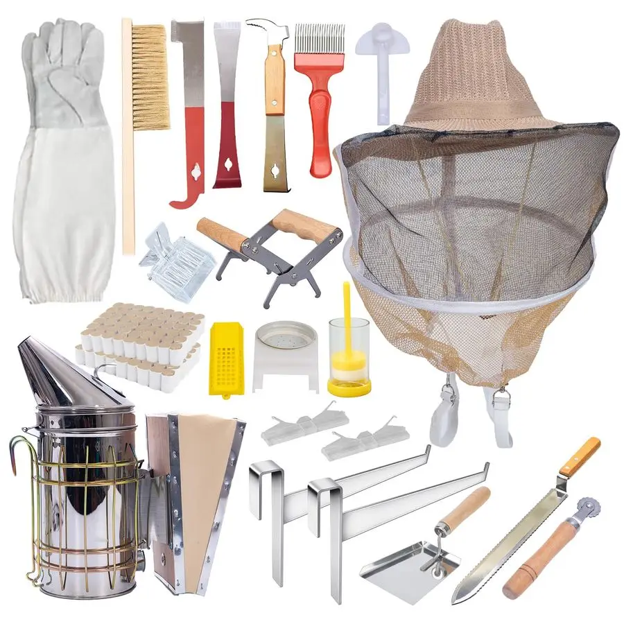 

Beekeeping Supplies Bee Keeper Starting Kit 22 Pcs Beekeeping Tool Kit Bee Smoker Kit Including Beehive Tools,Uncapping Tool and