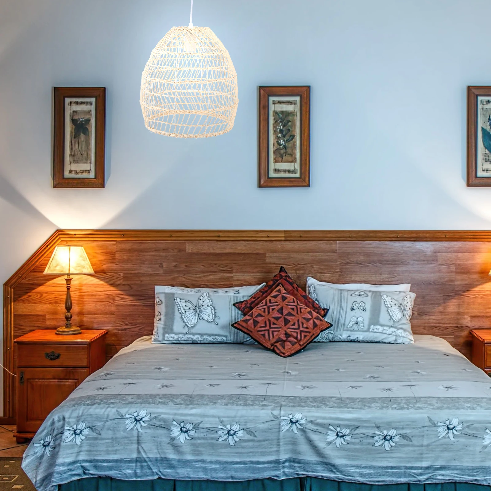 

Rattan Chandelier Chandeliers Lights Kitchen for Dining Room Led Hanging Lamp Warm Bamboo Woven Ceiling Classic