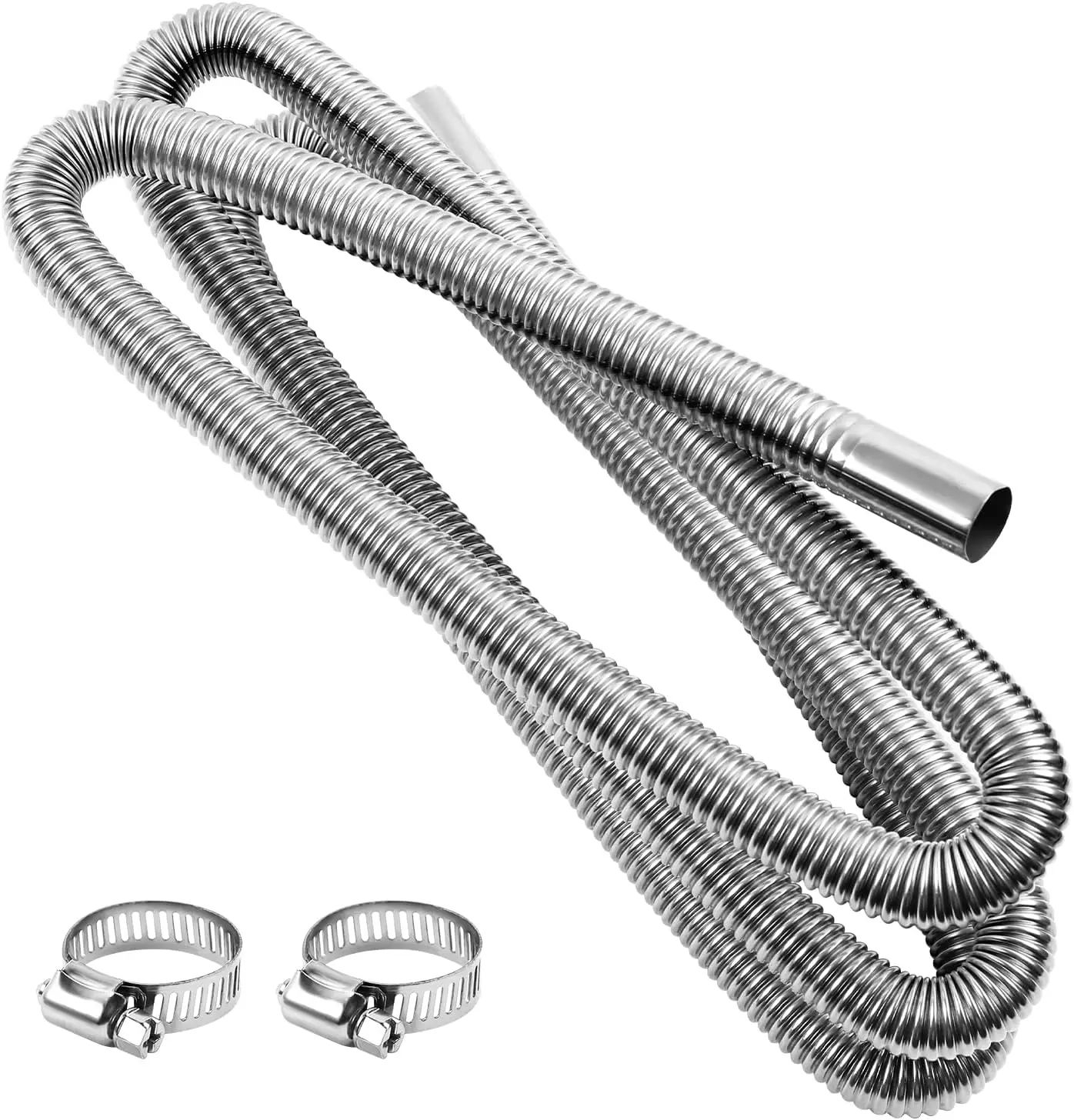 

300cm Heater Exhaust Pipe with Clamps, 1'/2.5cm StainlSteel Parking Air Heater Generator Hose, 118' Gas Vent Hose