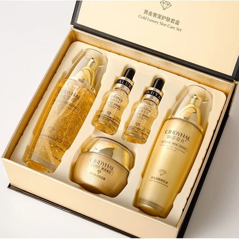 

24k Gold Facial Skin Care Set Moisturizes Anti-aging Anti-wrinkle 24K Gold Toner Face Emulsion Face Cream Facial Serum Sets