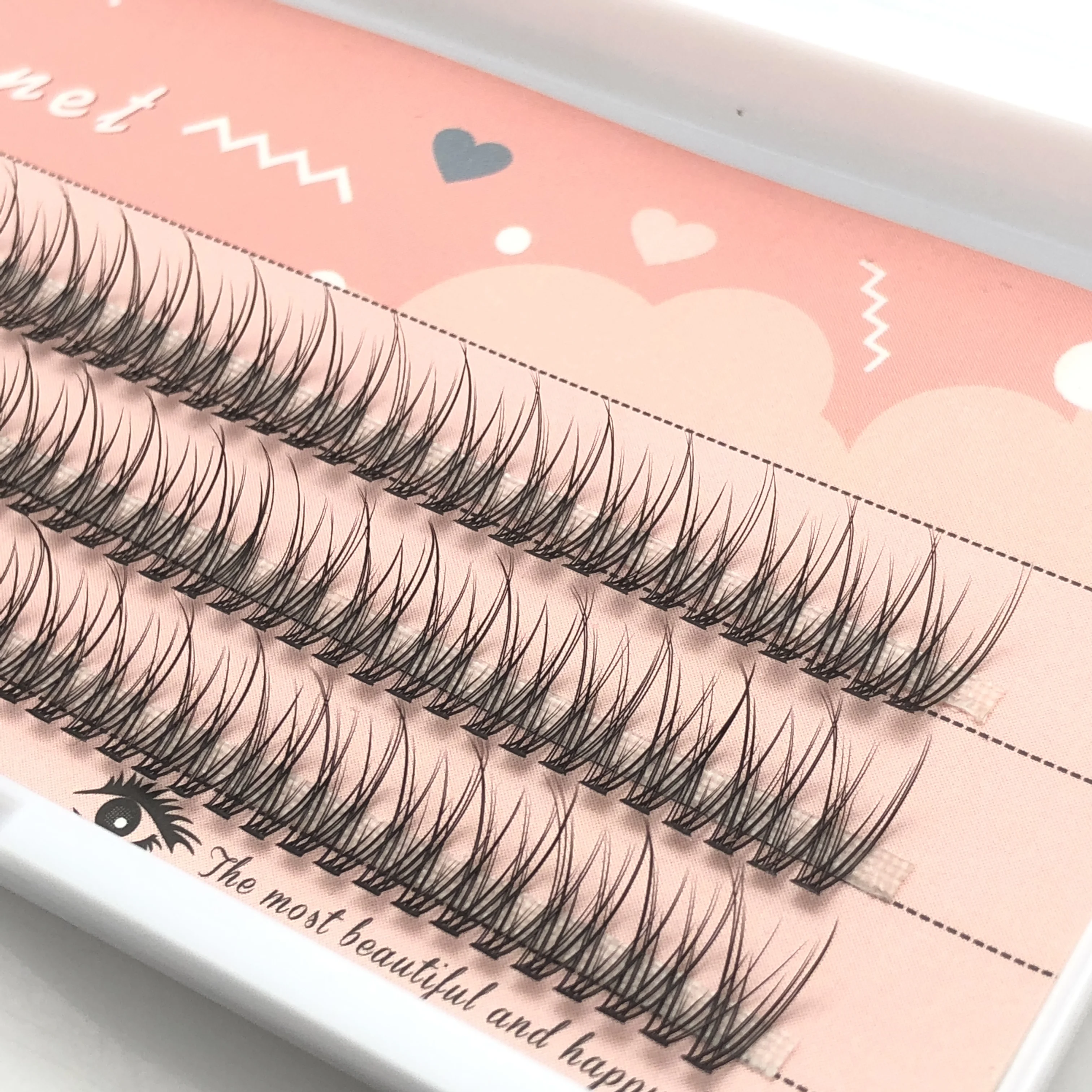 120 sztuk/pudło Premium Mink indywidualne przedłużanie rzęs typu jaskółczy ogon naturalne rzęsy 3D klastry profesjonalny makijaż rozkloszowane rzęsy
