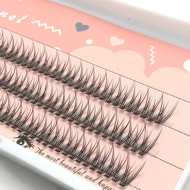 120 sztuk/pudło Premium Mink indywidualne przedłużanie rzęs w kształcie jaskółczego ogona naturalne 3D klastry rzęsy profesjonalny makijaż rozkloszowane rzęsy
