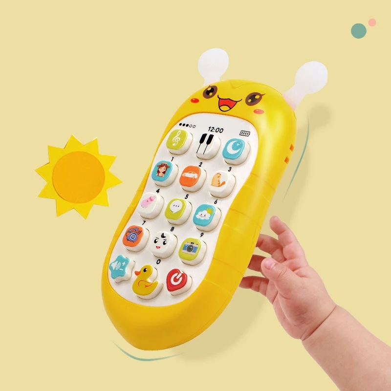 Baby Toys Music Sound Cartoon Telephone Sleeping Phone Shape Teether Simulation Phone Infant Early Educational Toddler Gifts