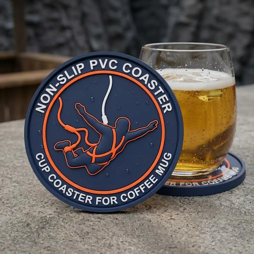 Wholesale Customized Logo Round Non Slip Cup Coaster Waterproof Soft Rubber PVC Kitchen Table Decor