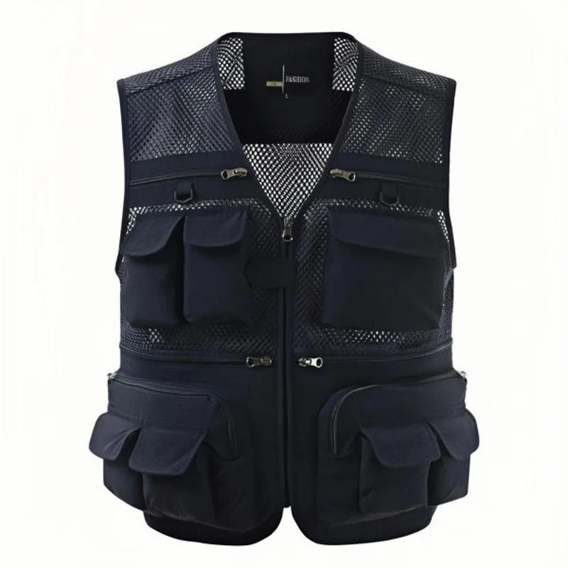 

Fishing Vest Breathable Fishing Travel Mesh Vest with Zipper Pockets Summer Work Vest for Outdoor Activities